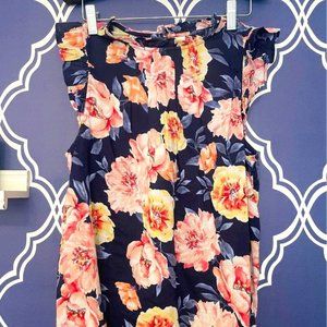 NWOT Floral Flutter Sleeve Top